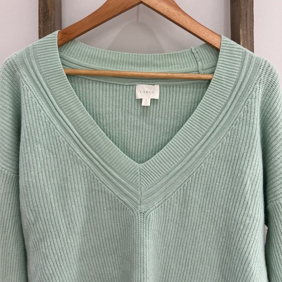 Cyrus Light Green V-Neck Women's Sweater Long Sleeve Soft Size Large NWT - Picture 3 of 7